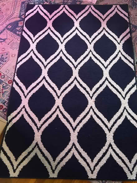 Photo of free 5x7 Blue White Patterned Rug (Tufts University) #2