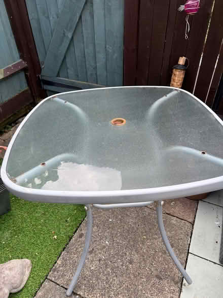 Photo of free Small frosted glass garden table (Chiswick W4) #1