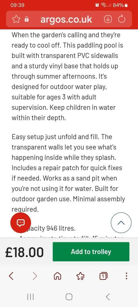 Photo of free Large paddling pool (Cutteslowe OX2) #2