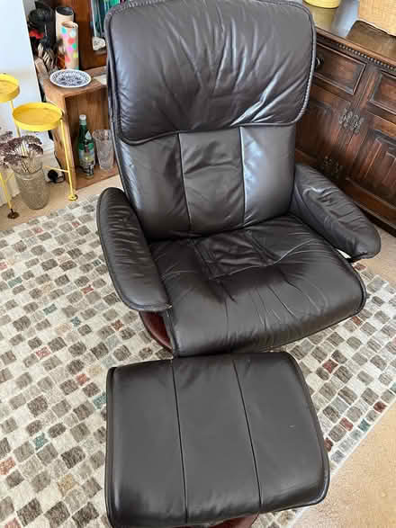 Photo of free Leather recliner n footstool (Hove BN3) #1