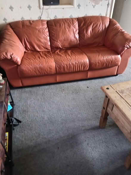 Photo of free 3-Seater Leather Sofa Heavy (Bradford BD4) #1