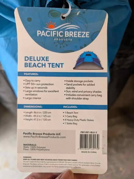 Photo of free Pop up beach tent (El Cerrito) #4