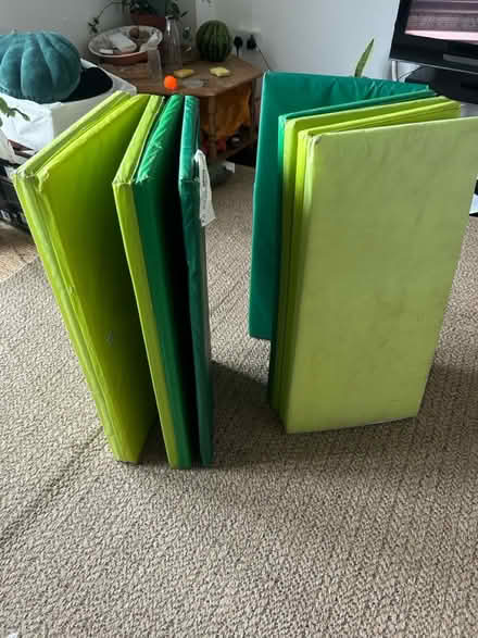 Photo of free 2 x ikea plufsig green mats (Stockwell sw9) #1