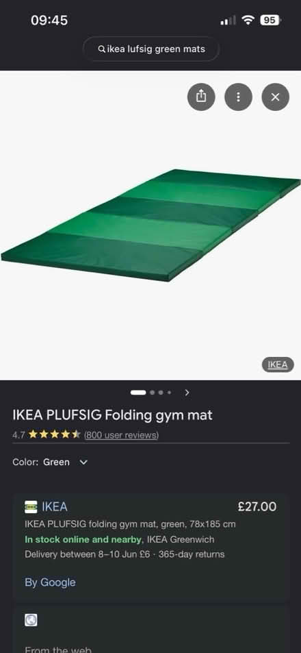 Photo of free 2 x ikea plufsig green mats (Stockwell sw9) #2