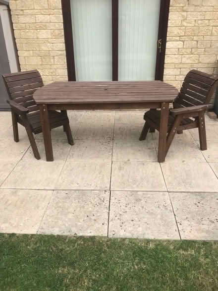 Photo of free Garden table & 2 chairs. (Southwick BA14) #1