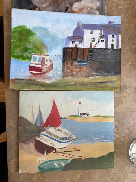 Photo of free 2 x boat painting on board (SG18) #1