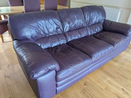 Photo of free Decent high quality genuine leather three seater sofa (Broomfield ME17) #2