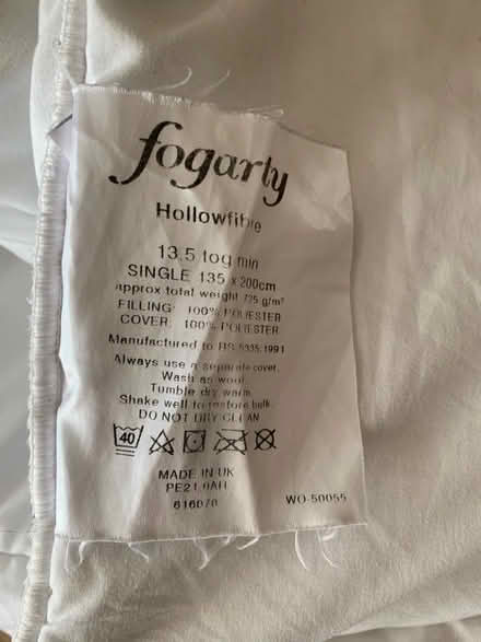 Photo of free 2 Single Hollow Fibre Duvets (Thorpe Marriot NR8) #2