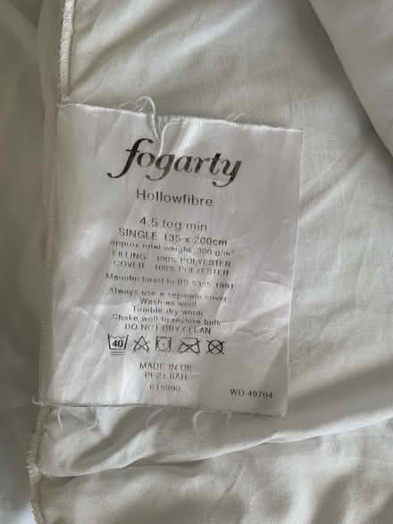 Photo of free 2 Single Hollow Fibre Duvets (Thorpe Marriot NR8) #3