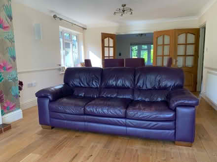 Photo of free Decent high quality genuine leather three seater sofa (Broomfield ME17) #1
