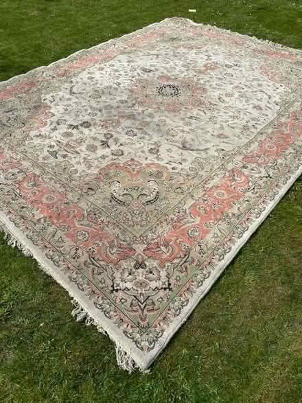 Photo of free Large Cream, Pink and Green Rug 3m x 3.95m - Needs Cleaning (Willesden Green NW10) #2