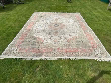 Photo of free Large Cream, Pink and Green Rug 3m x 3.95m - Needs Cleaning (Willesden Green NW10) #1