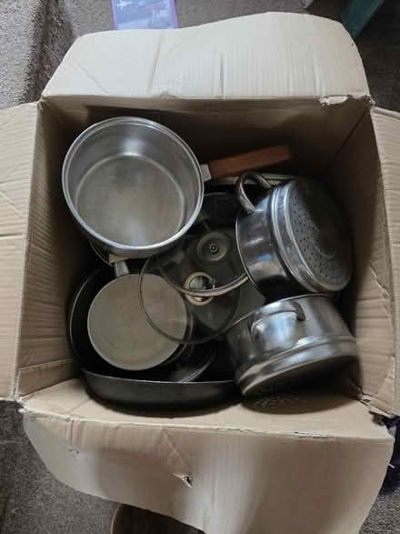 Photo of free Box of assorted saucepans (underwood, NG16) #1