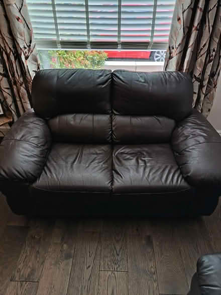 Photo of free Brown leather 2 seater and armchair (Shaw Heath SK3) #1