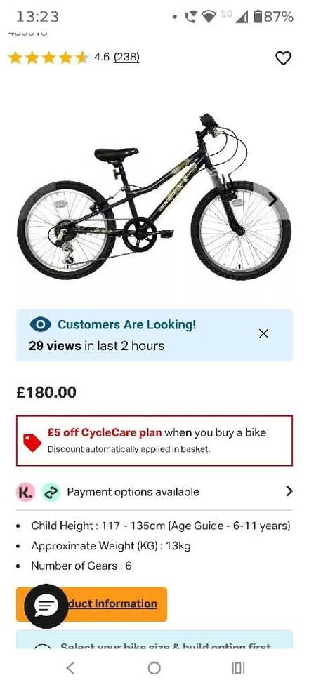 Photo of free Kids 6 speed mountain bike (Welling DA16) #3