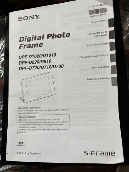 Photo of free Sony digital photo frame (Danvers near 62/128/35) #1