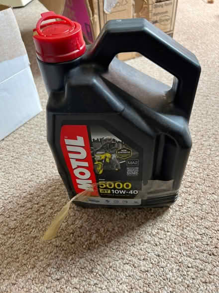Photo of free 3.5L unused Motorbike engine oil (Walton Cardiff) #1