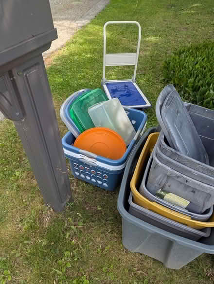 Photo of free Plastic bins and lids (4506 Vetteldon Road Hartland) #1