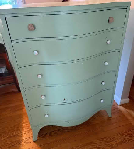 Photo of free Tall green wooden dresser (Griggstown) #1