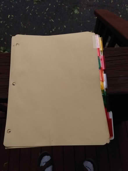 Photo of free 3-ring binder separators (Cambridge, Porter Square) #1