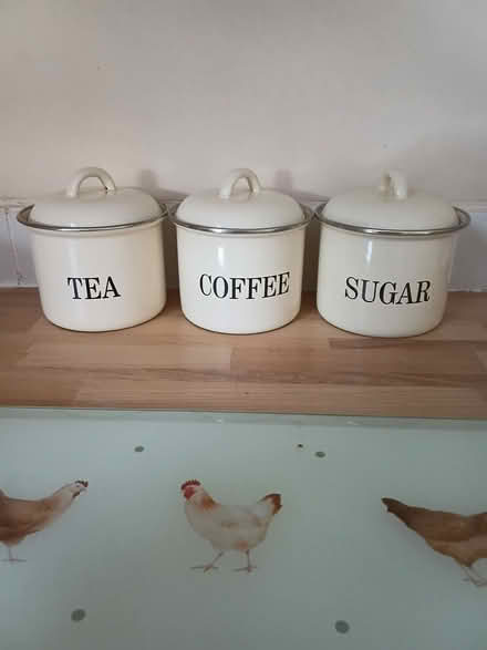 Photo of free Cream enamel tea coffee & sugar canister set (Downall Green WN4) #1