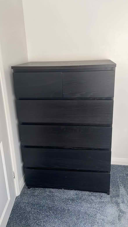 Photo of free Black wooden chest of drawers and dressing table (Roundswell EX31) #2