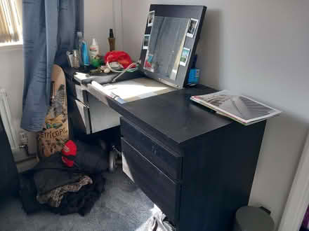 Photo of free Black wooden chest of drawers and dressing table (Roundswell EX31) #3