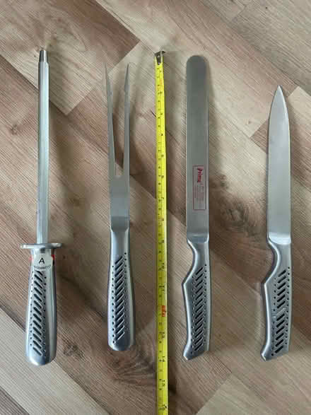 Photo of free Knives, sharpener and fork (LA11 Kents Bank) #1