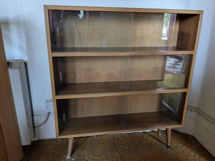 Photo of free Glass fronted wooden bookcase (North Finchley) #1