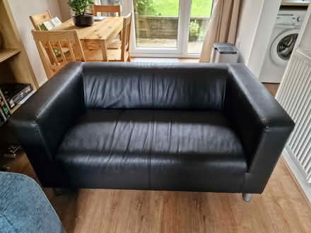 Photo of free Black leather effect sofa (Two Dales DE4) #1