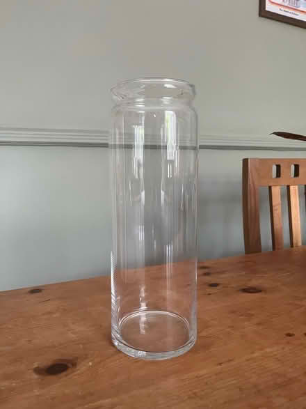Photo of free 13 cm (approx) tall decorative glass jar (Glossop SK13) #1