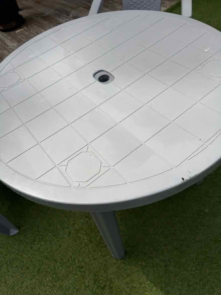 Photo of free Grey garden table and 2 chairs (Cold Harbour OX1) #3