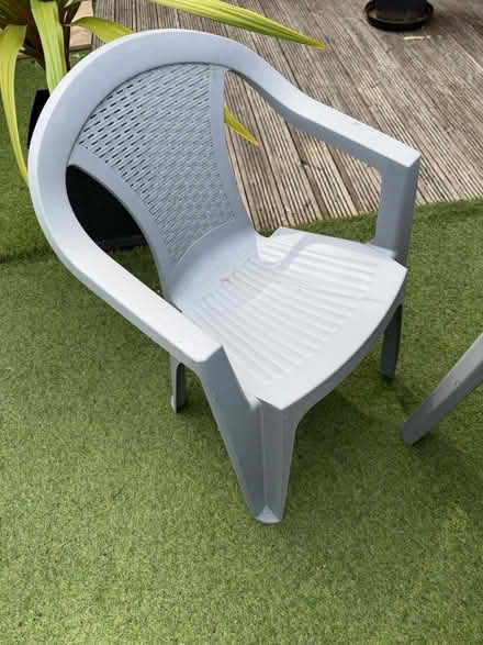 Photo of free Grey garden table and 2 chairs (Cold Harbour OX1) #2