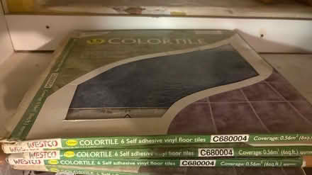 Photo of free 5 pks 6 vinyl floor tiles blue (Chatham) #3