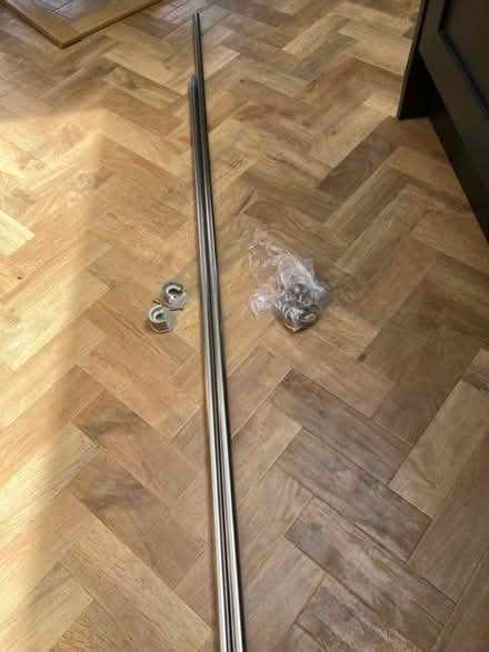 Photo of free Chrome curtain pole, rings, hooks (Loughborough LE11) #1