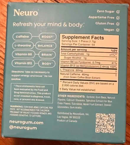 Photo of free Neuro gum for energy and focus (Lake Forest, Chapel Hill) #2