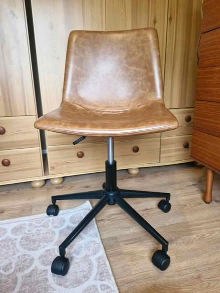 Photo of free Faux brown leather office chair (Rudheath CW9) #1