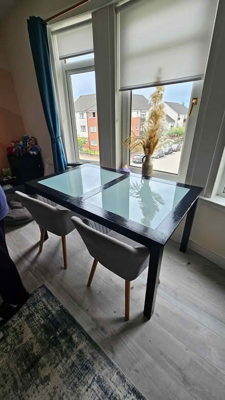 Photo of free Wooden/glass table (not chairs) (Scotstounhill G14) #1