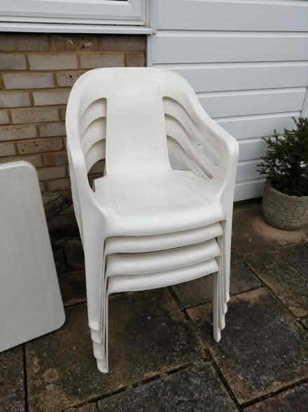 Photo of free 4x Plastic Garden Chairs & Table (Wickham Bishops CM8) #1