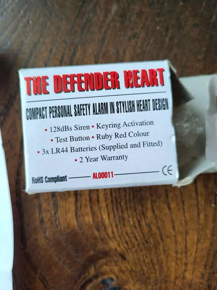 Photo of free personal safety alarm, heart shape (Henleaze Ward BS9) #2