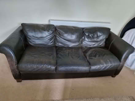 Photo of free Brown leather sofa (Hillmorton Paddox CV22) #1