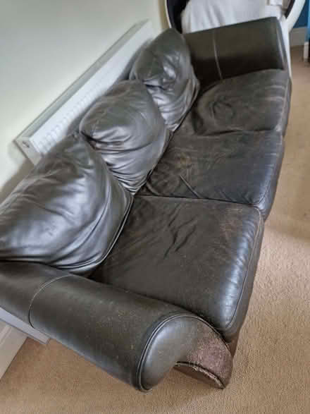 Photo of free Brown leather sofa (Hillmorton Paddox CV22) #2