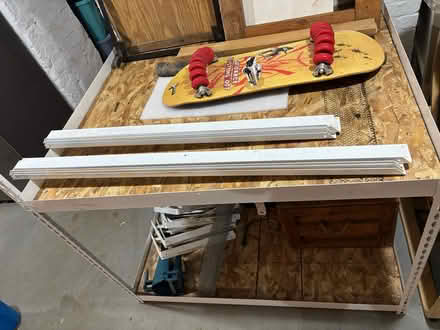 Photo of free White metal shelving (West Orange) #2