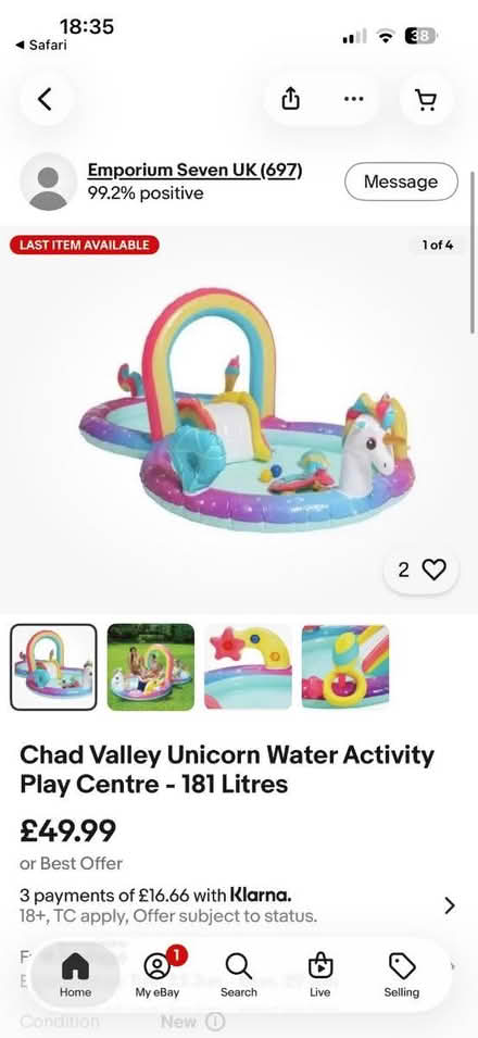 Photo of free Unicorn paddling pool (Horsham) #2