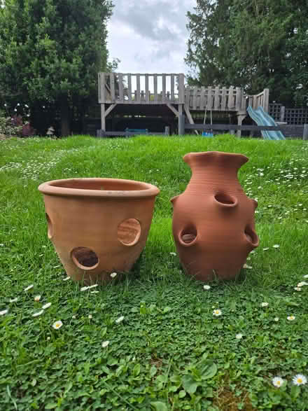 Photo of free 2 x terracotta strawberry pots (Halton HP22) #1
