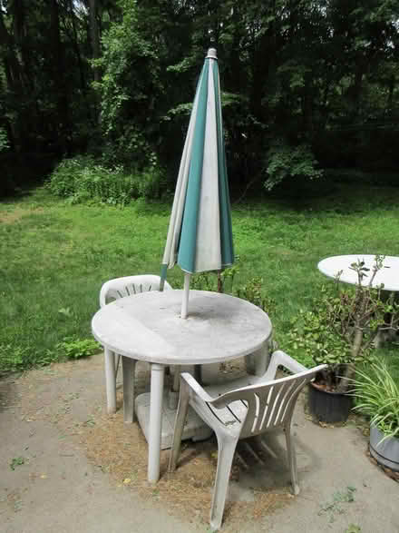 Photo of free Patio Table with Umbrella & Chairs (Town of Stillwater) #1