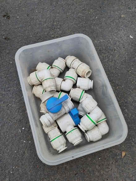 Photo of free Box of plastic 15mm plumbing connectors. Used. (Hartington Road BN2) #1