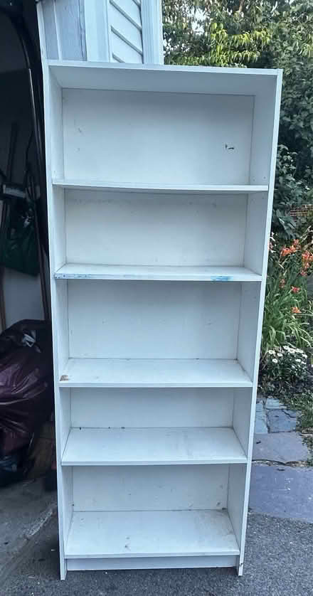 Photo of free Tall white shelf (Belmont) #1