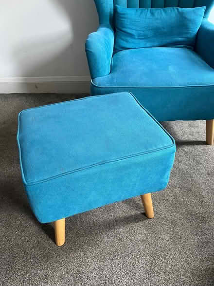 Photo of free Teal armchair and footstool (Greaves LA1) #2