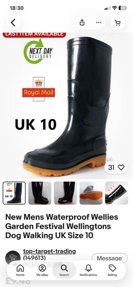 Photo of Size 10 men’s wellies (Havant PO9) #1